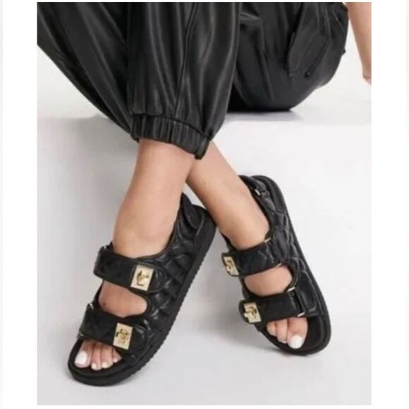 Steve Madden Mona Quilted Sandal in Black size 7 - Picture 1 of 13